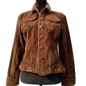 LIVE a Little,  Brown Corduroy Stretch Jacket, Long Sleeve with Pockets, Size M